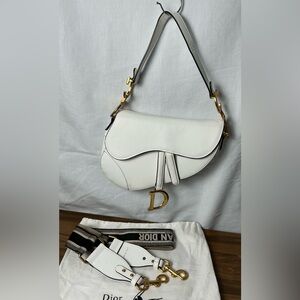 Dior White Saddle Bag